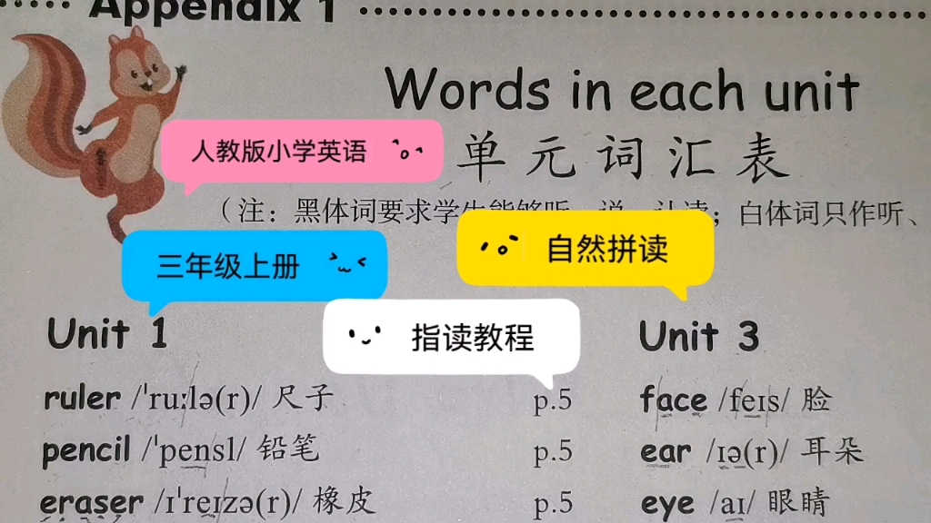 三年级英语上册单词怎么读