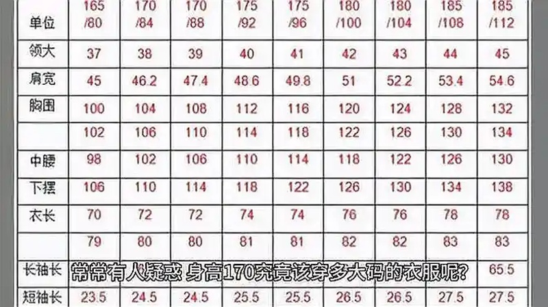 170尺码是多大