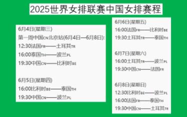 2025女排赛程(2024年女排全部赛程)